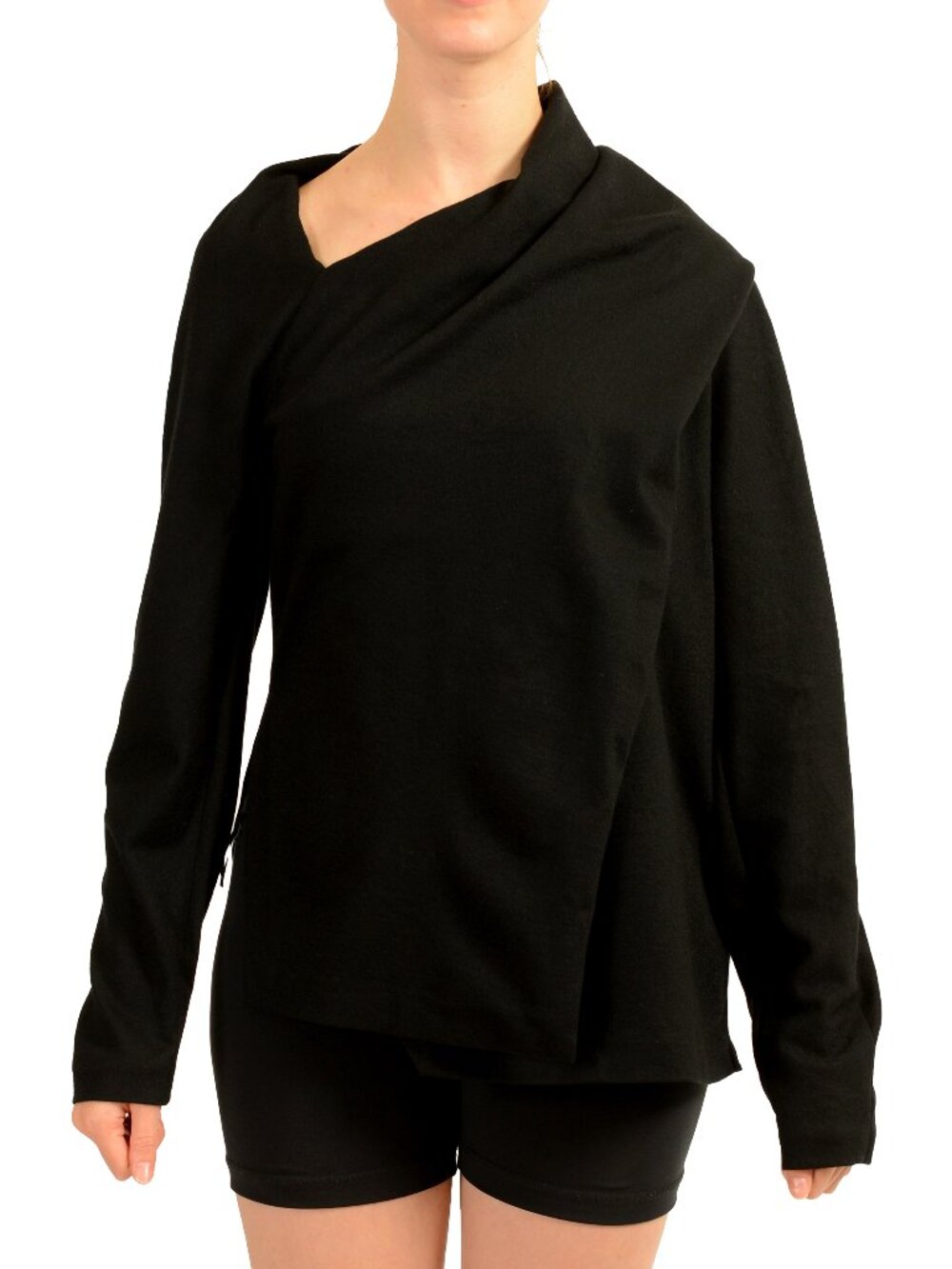 Hugo Boss Women's "Bakas" Black 100% Wool Asymmetrical Top US 4 IT 40